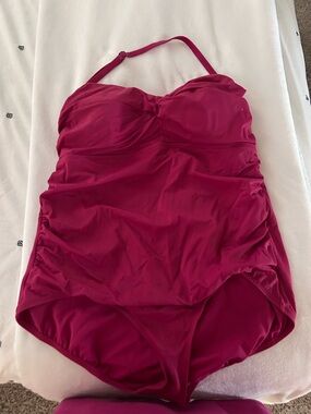 Plus Size Fuchsia colored one piece swimsuit